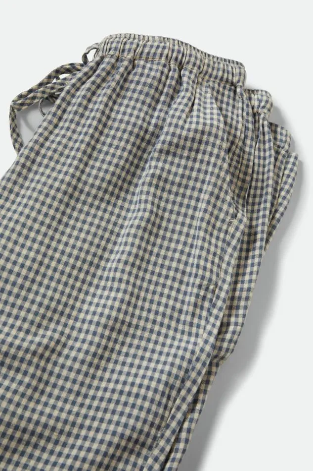 Women Hudson Lounge Pant Azure Blue Gingham Brixton Pants