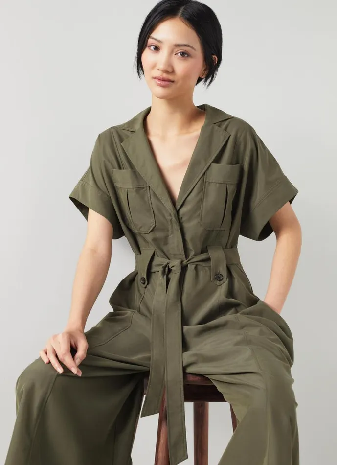 Women Isla Khaki Wide Leg Jumpsuit With TENCEL Modal Khaki LKBennett Dresses Women Isla Khaki Wide Leg Jumpsuit With TENCEL Modal Khaki LKBennett Dresses