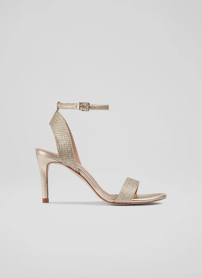 Women Ivette Gold Metallic Rope Sandals Gold LKBennett Sandals
