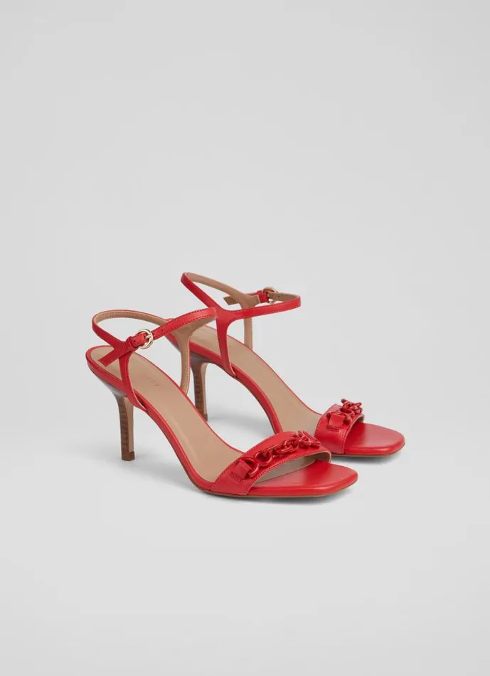 Women Ivonne Red Leather Heel Sandals Poppy LKBennett Court Shoes Women Ivonne Red Leather Heel Sandals Poppy LKBennett Court Shoes