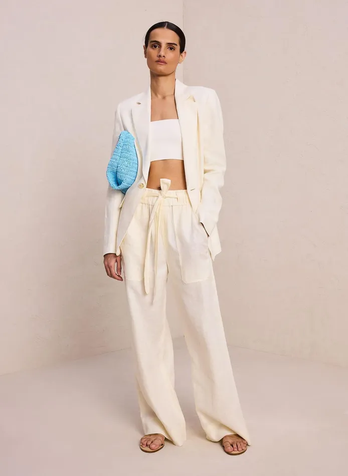 Women Jackets and Coats ALC Arlo Linen Jacket Cream