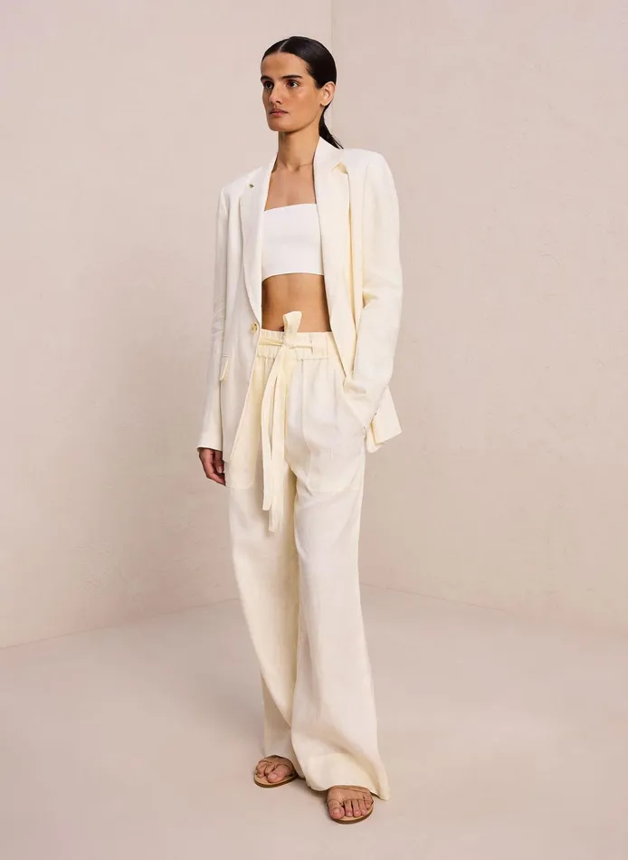 Women Jackets and Coats ALC Arlo Linen Jacket Cream
