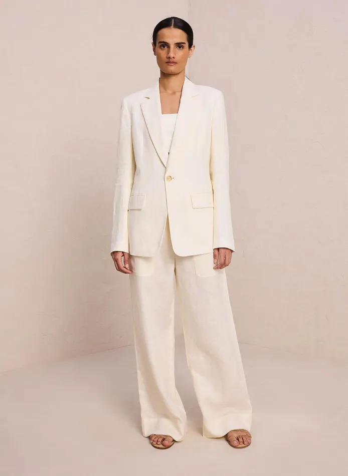 Women Jackets and Coats ALC Arlo Linen Jacket Cream