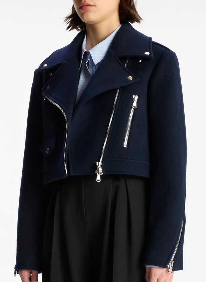 Women Jackets and Coats ALC Oxford Cropped Wool Jacket Navy