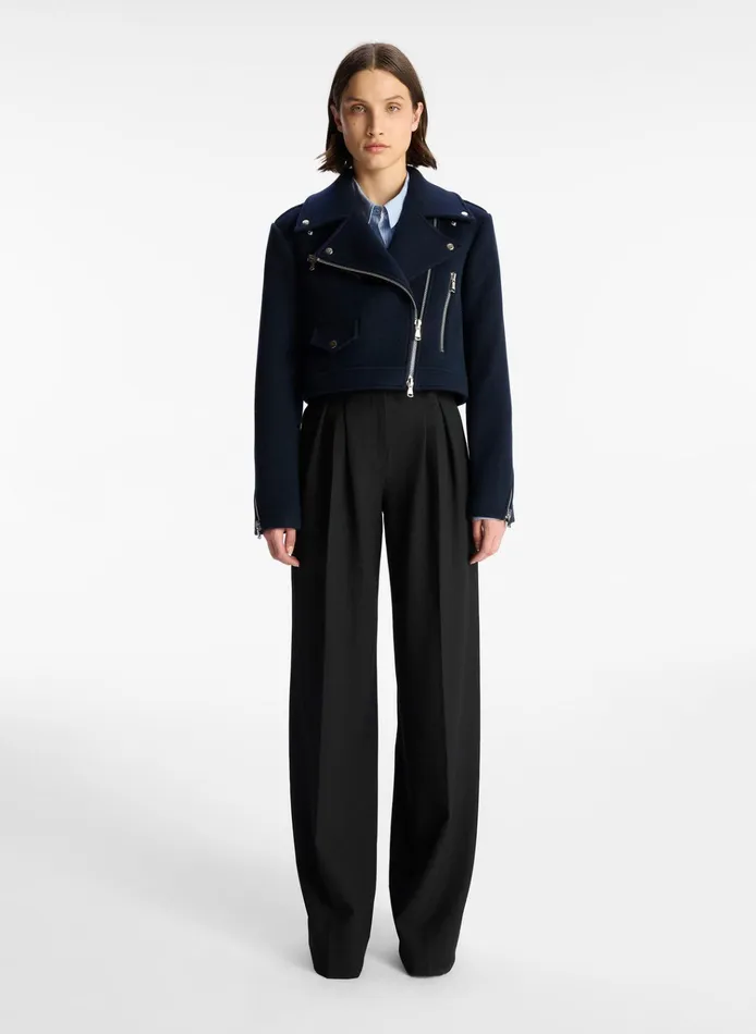 Women Jackets and Coats ALC Oxford Cropped Wool Jacket Navy