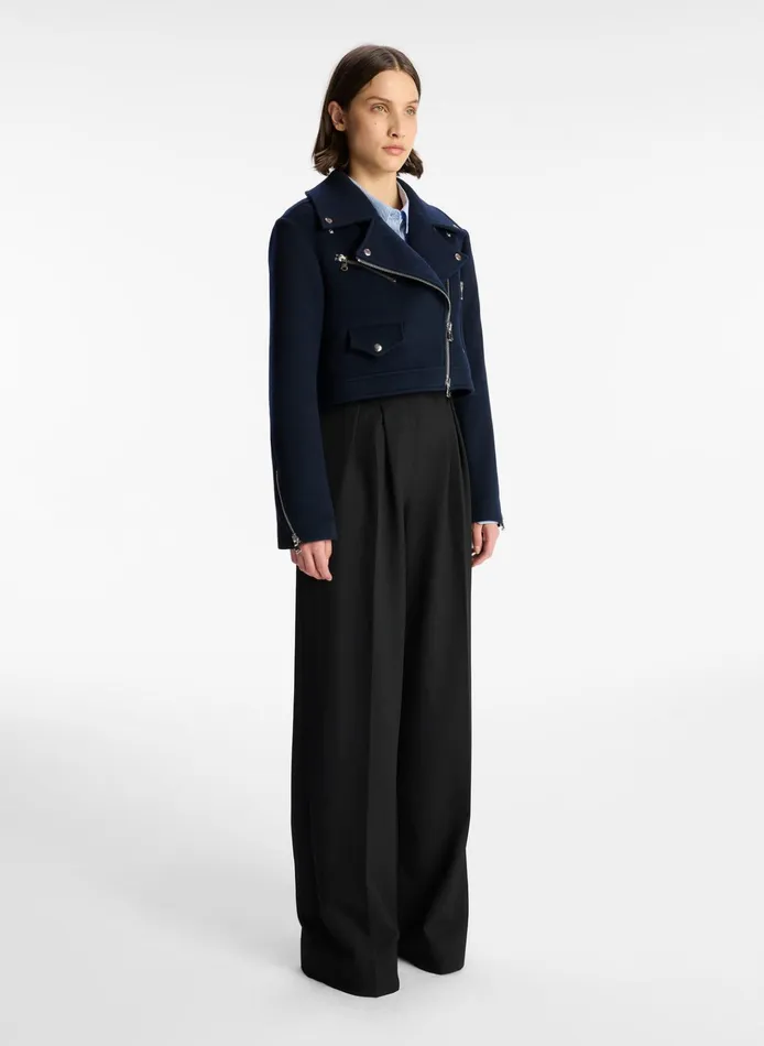 Women Jackets and Coats ALC Oxford Cropped Wool Jacket Navy
