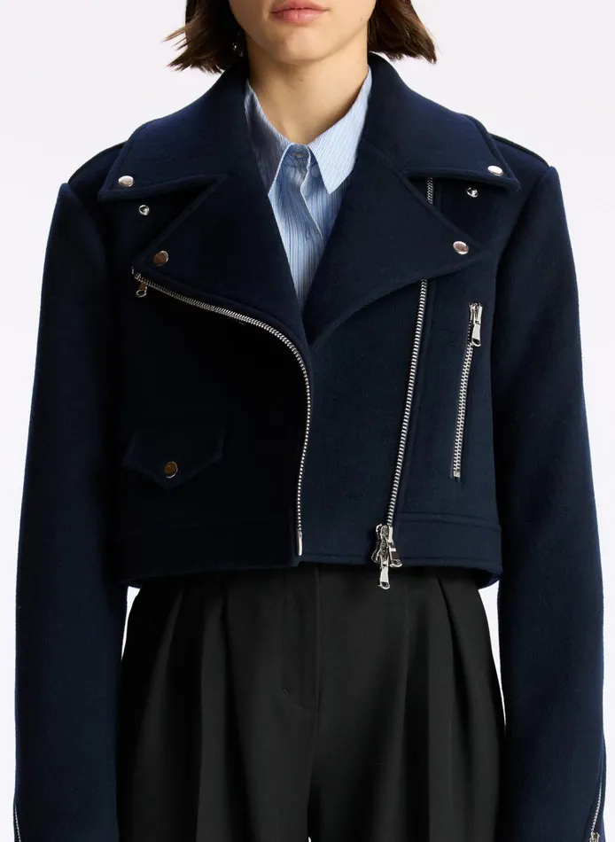 Women Jackets and Coats ALC Oxford Cropped Wool Jacket Navy
