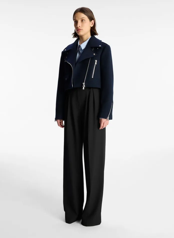 Women Jackets and Coats ALC Oxford Cropped Wool Jacket Navy