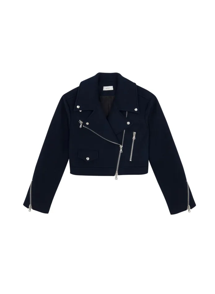Women Jackets and Coats ALC Oxford Cropped Wool Jacket Navy