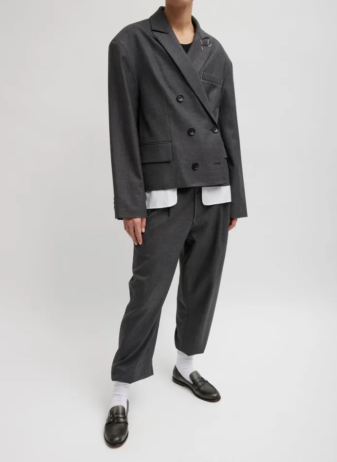 Women Jackets and Outerwear Tibi Ellis Suiting Chopped Blazer Grey Multi