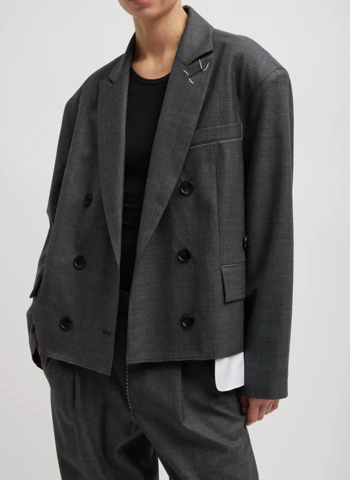 Women Jackets and Outerwear Tibi Ellis Suiting Chopped Blazer Grey Multi