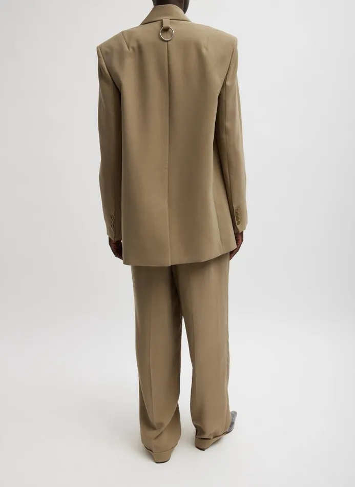 Women Jackets and Outerwear Tibi Fluid Suiting Double Breasted Blazer Walnut