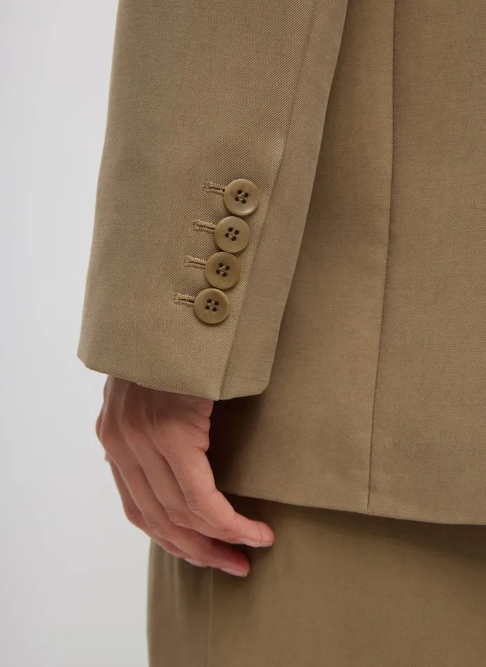 Women Jackets and Outerwear Tibi Fluid Suiting Double Breasted Blazer Walnut