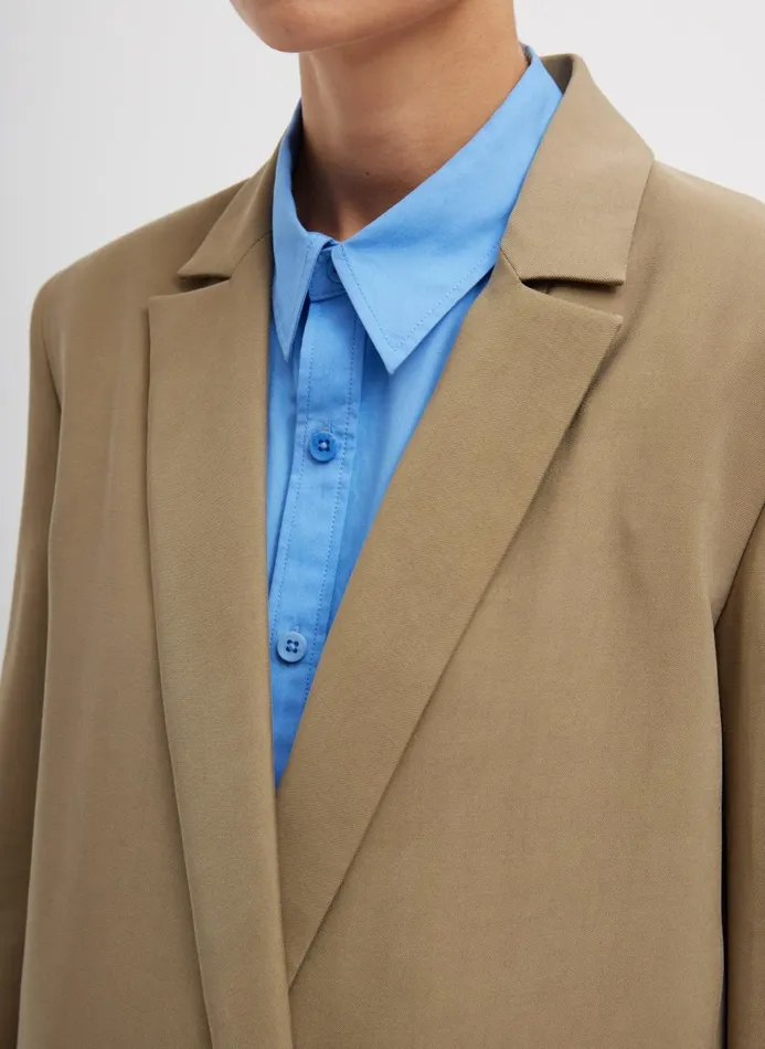 Women Jackets and Outerwear Tibi Fluid Suiting Double Breasted Blazer Walnut