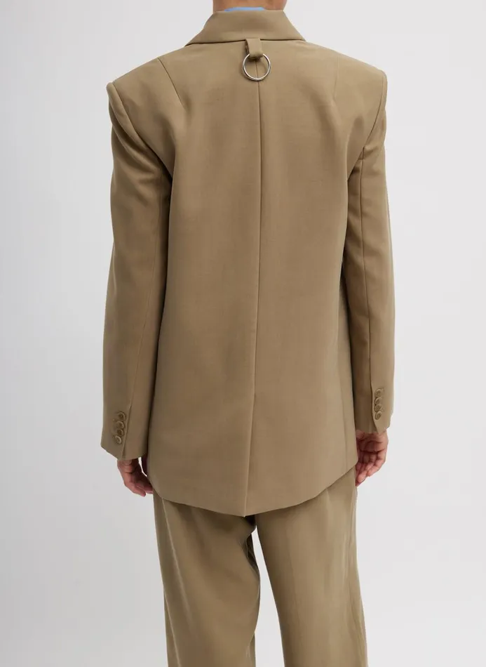 Women Jackets and Outerwear Tibi Fluid Suiting Double Breasted Blazer Walnut