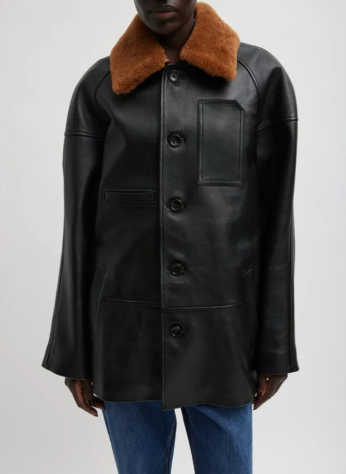 Women Jackets and Outerwear Tibi Leather Carcoat Black