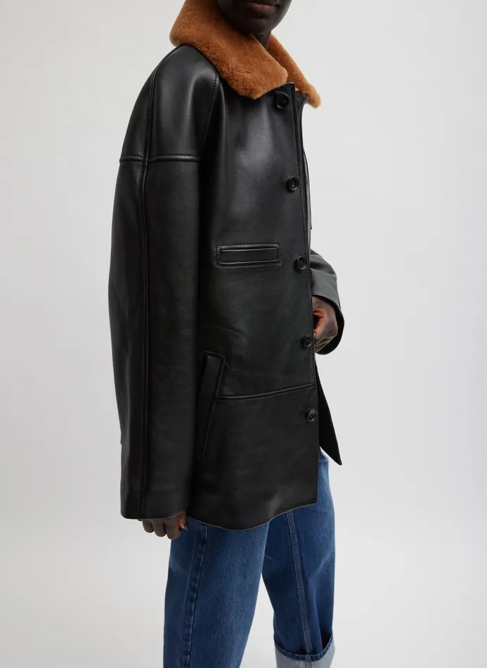 Women Jackets and Outerwear Tibi Leather Carcoat Black