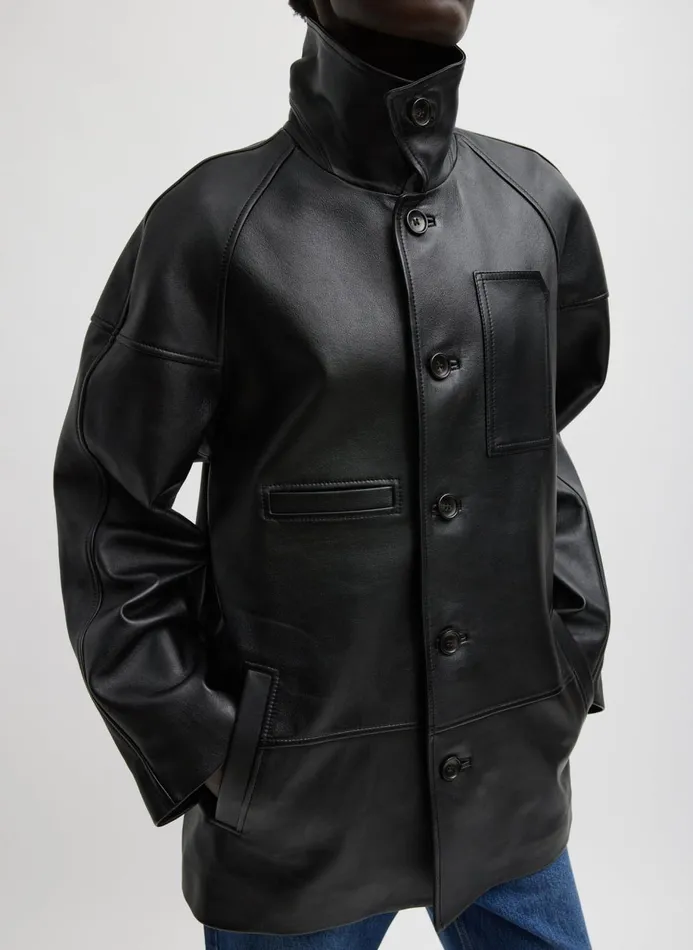 Women Jackets and Outerwear Tibi Leather Carcoat Black