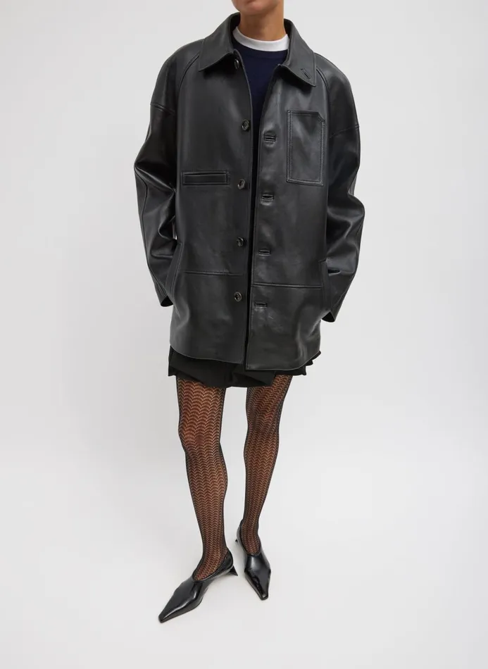 Women Jackets and Outerwear Tibi Leather Carcoat Black