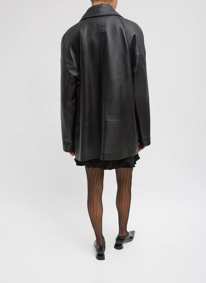 Women Jackets and Outerwear Tibi Leather Carcoat Black