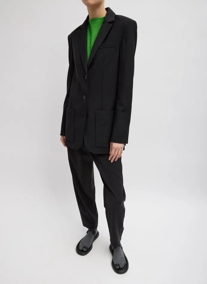 Women Jackets and Outerwear Tibi Tropical Wool Max Blazer Black
