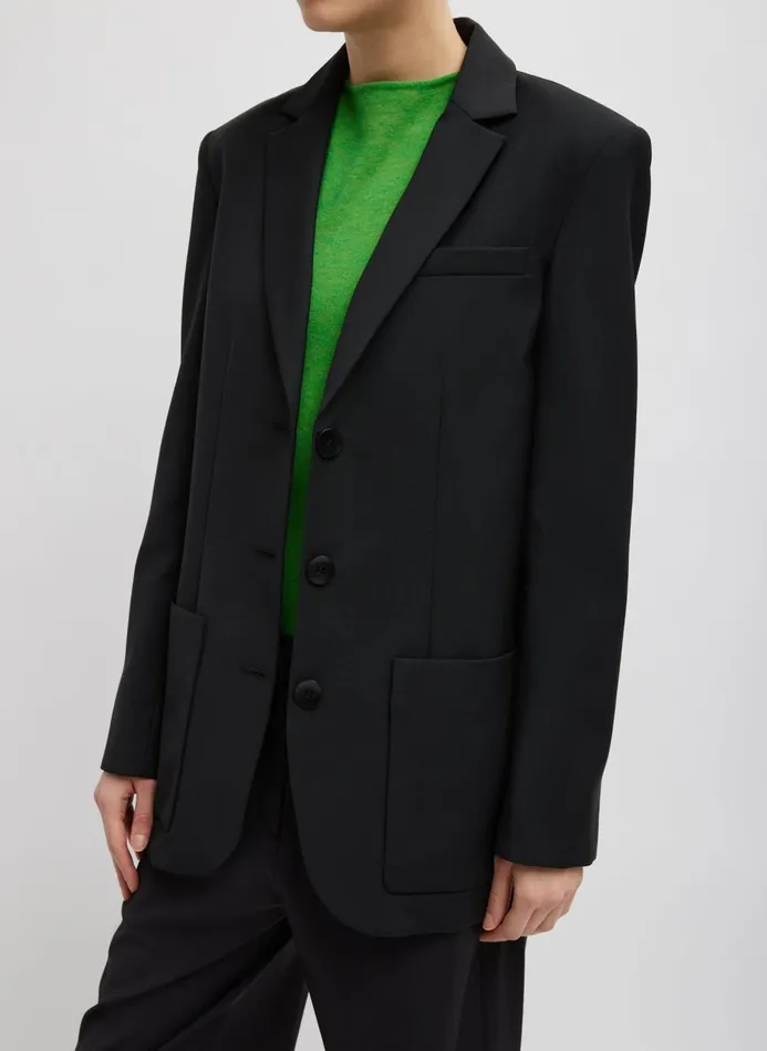 Women Jackets and Outerwear Tibi Tropical Wool Max Blazer Black