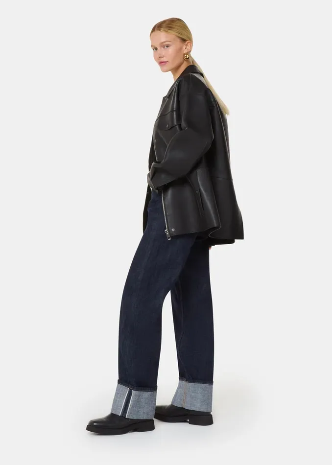 Women Jeans Whistles Dark Denim Turn Up Selvedge Jean