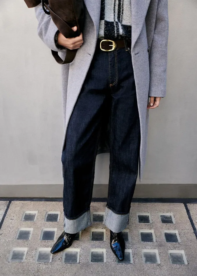 Women Jeans Whistles Dark Denim Turn Up Selvedge Jean