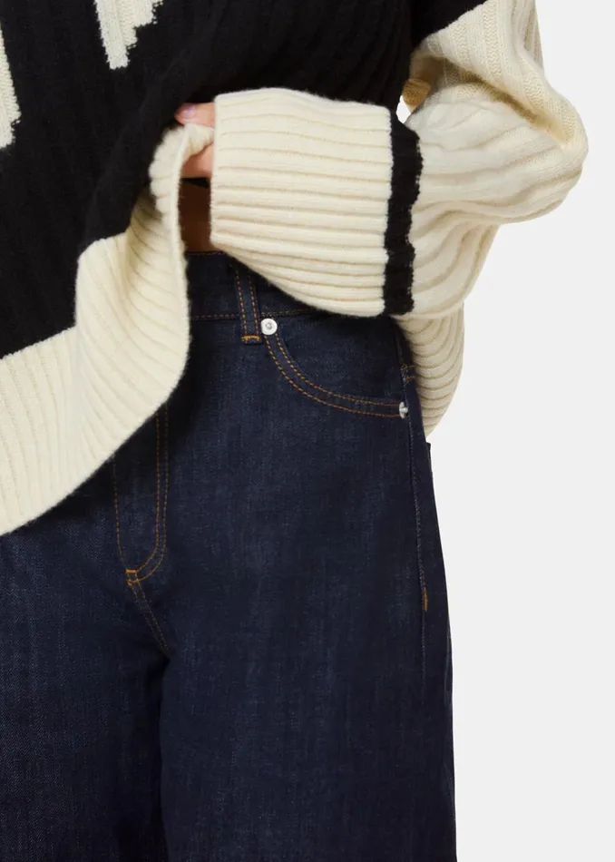 Women Jeans Whistles Dark Denim Turn Up Selvedge Jean