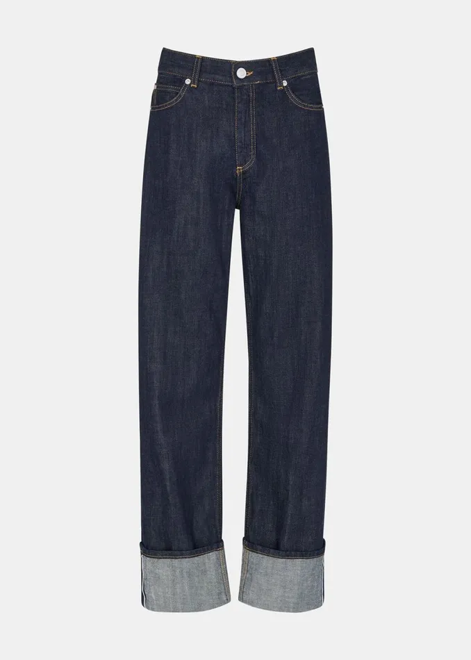 Women Jeans Whistles Dark Denim Turn Up Selvedge Jean