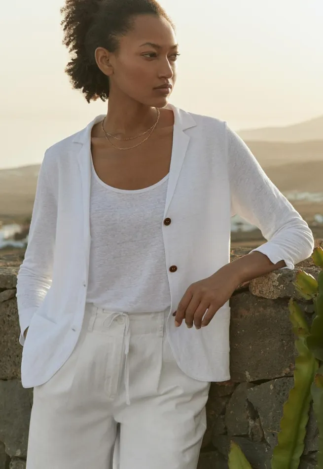 Women Jersey Blazer White Poetry Fashion Cardigans