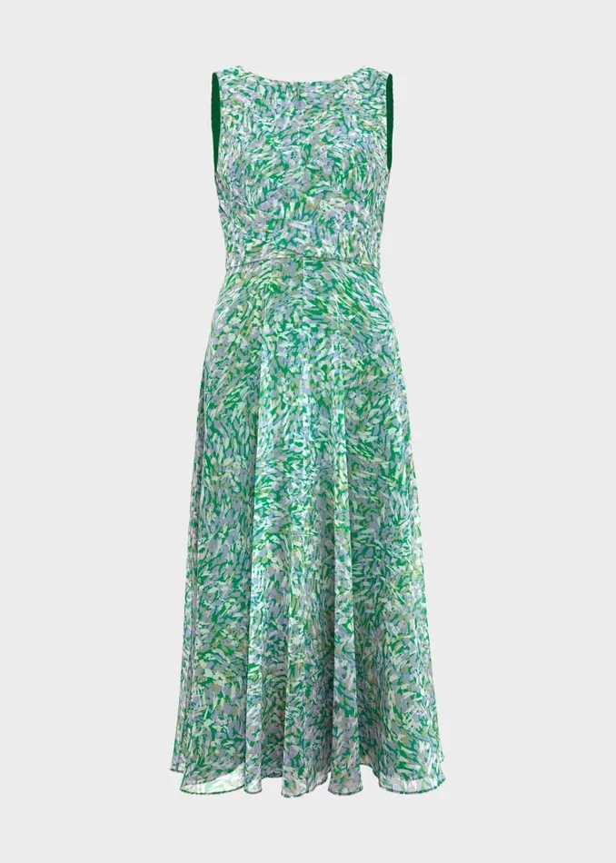 Women Jess Fit And Flare Dress Green Multi Hobbs Dresses and Jumpsuits
