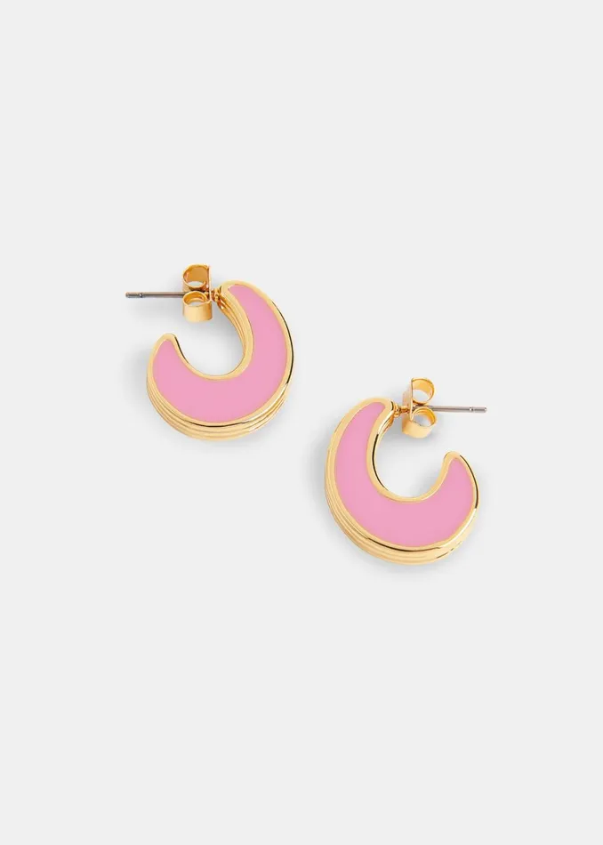 Women Jewellery Whistles Pink Double Enamel Earring