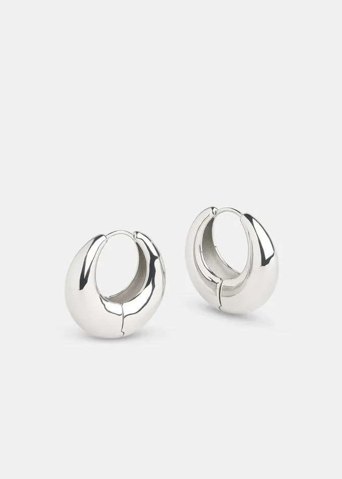 Women Jewellery Whistles Silver Chunky Curved Earring