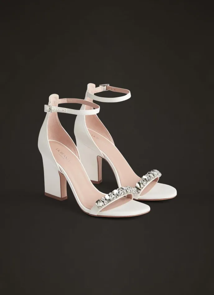 Women Josephine Ivory Satin Jewelled Wedding Sandals White LKBennett Sandals Women Josephine Ivory Satin Jewelled Wedding Sandals White LKBennett Sandals