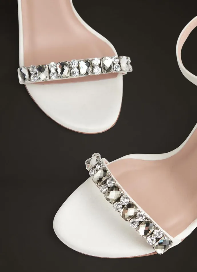 Women Josephine Ivory Satin Jewelled Wedding Sandals White LKBennett Sandals Women Josephine Ivory Satin Jewelled Wedding Sandals White LKBennett Sandals