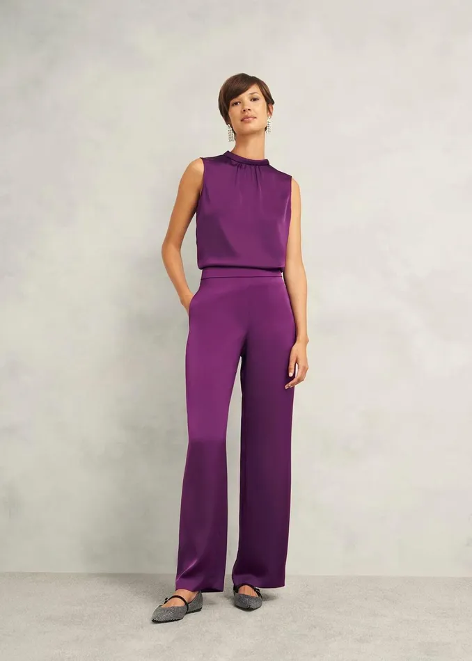 Women Judith Satin Trousers Vibrant Purple Hobbs Trousers