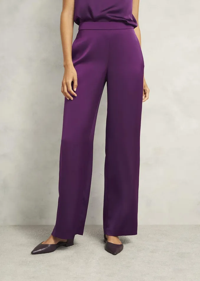Women Judith Satin Trousers Vibrant Purple Hobbs Trousers