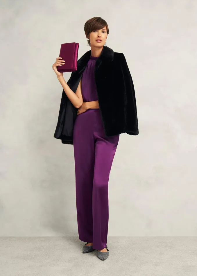 Women Judith Satin Trousers Vibrant Purple Hobbs Trousers