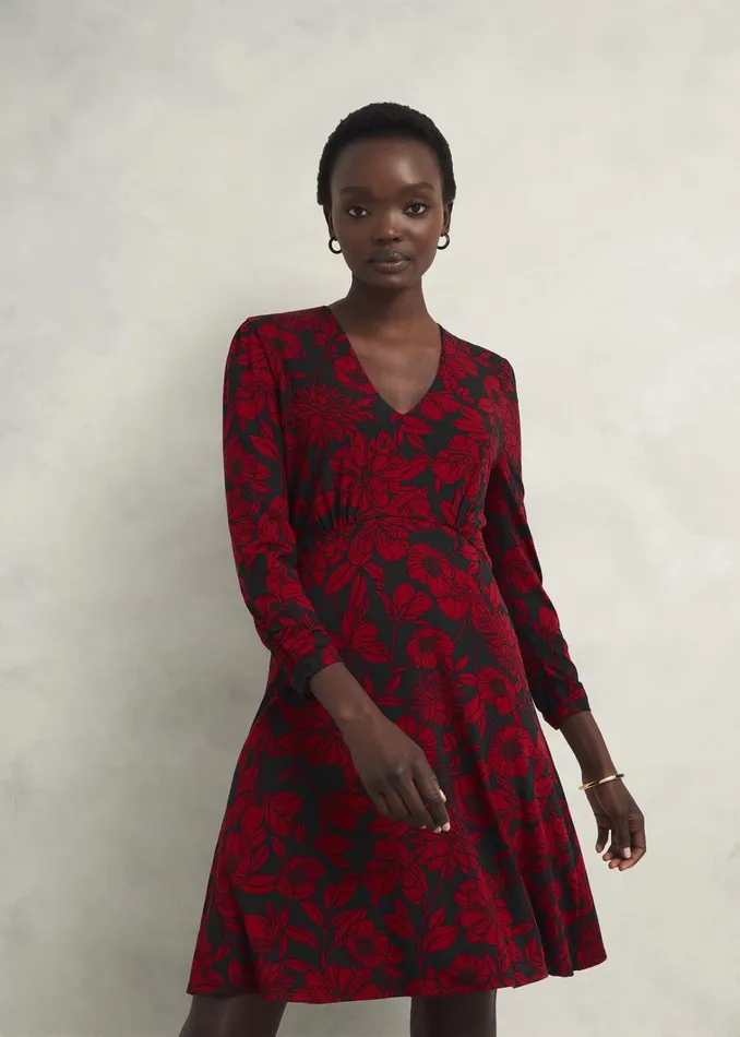 Women Julietta Jersey Dress Black Red Hobbs Dresses and Jumpsuits