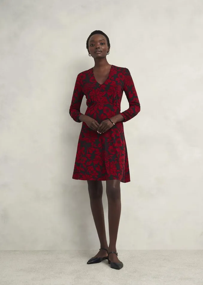 Women Julietta Jersey Dress Black Red Hobbs Dresses and Jumpsuits