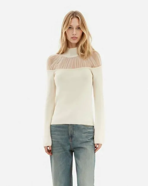 Women Jumpers and Cardigans The Kooples Ecru Gathered Sweater Ecru
