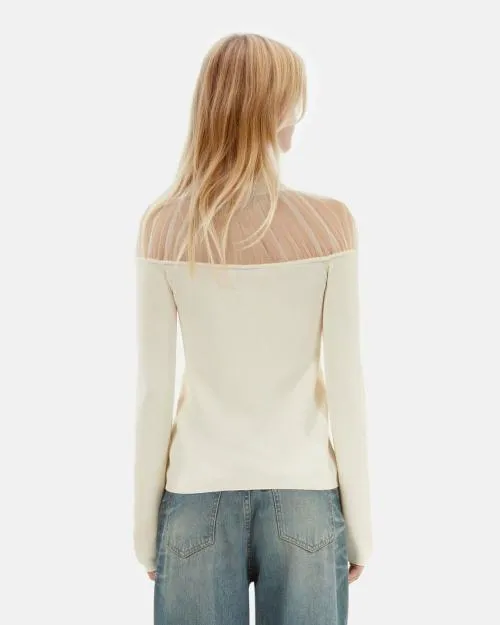 Women Jumpers and Cardigans The Kooples Ecru Gathered Sweater Ecru