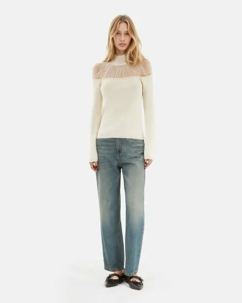 Women Jumpers and Cardigans The Kooples Ecru Gathered Sweater Ecru