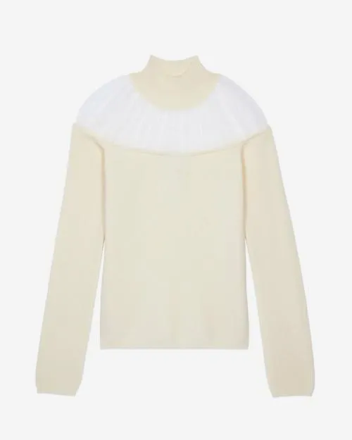 Women Jumpers and Cardigans The Kooples Ecru Gathered Sweater Ecru