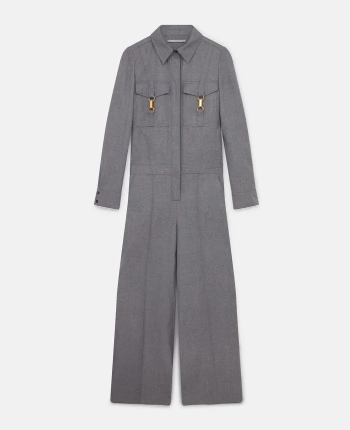 Women Jumpsuits Stella McCartney ClaspEmbellished Wool Jumpsuit Light Gray Melange Women Jumpsuits Stella McCartney ClaspEmbellished Wool Jumpsuit Light Gray Melange