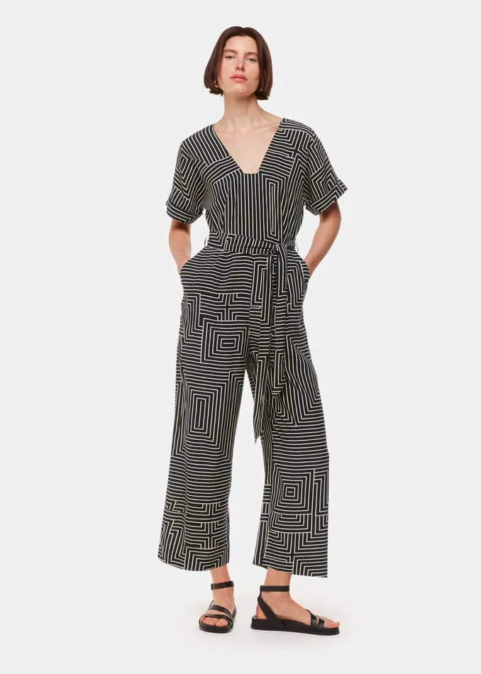 Women Jumpsuits Whistles Black Angled Stripe Jumpsuit