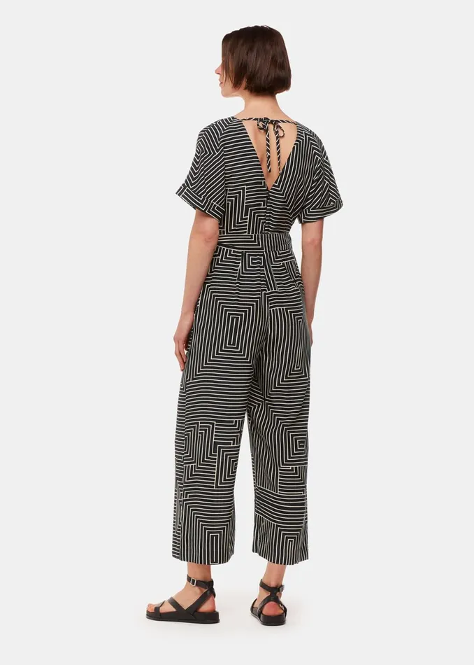 Women Jumpsuits Whistles Black Angled Stripe Jumpsuit