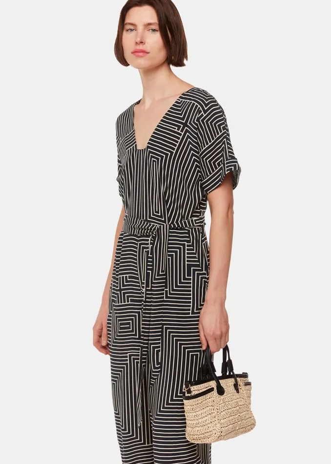Women Jumpsuits Whistles Black Angled Stripe Jumpsuit