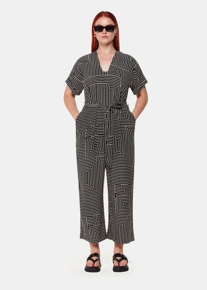 Women Jumpsuits Whistles Black Angled Stripe Jumpsuit